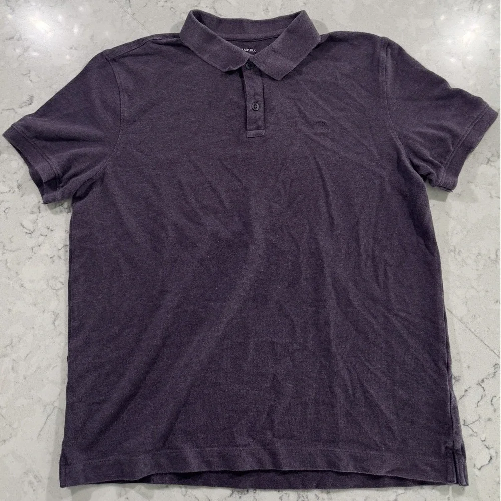 Banana Republic Polo Shirt Mens Large Purple Pique Cotton Slim Fit Preppy Casual